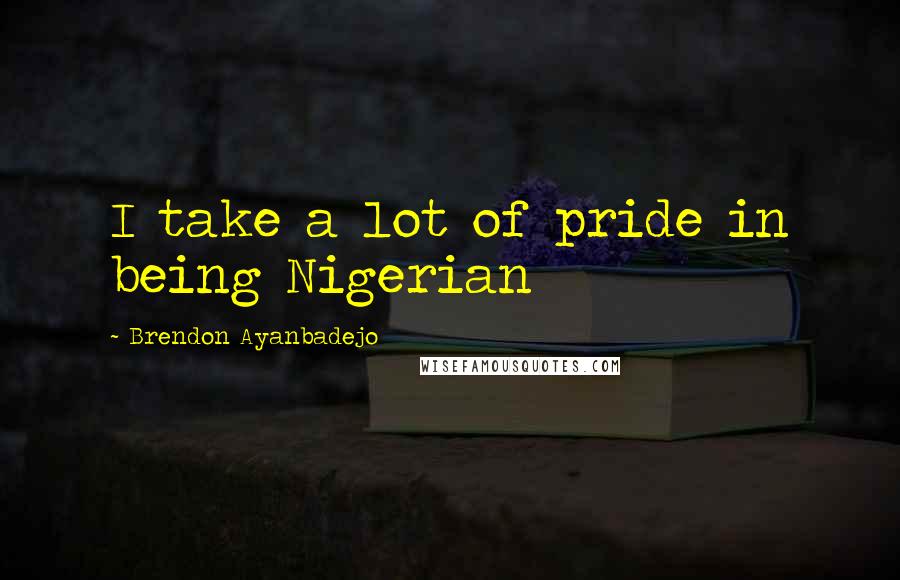 Brendon Ayanbadejo Quotes: I take a lot of pride in being Nigerian