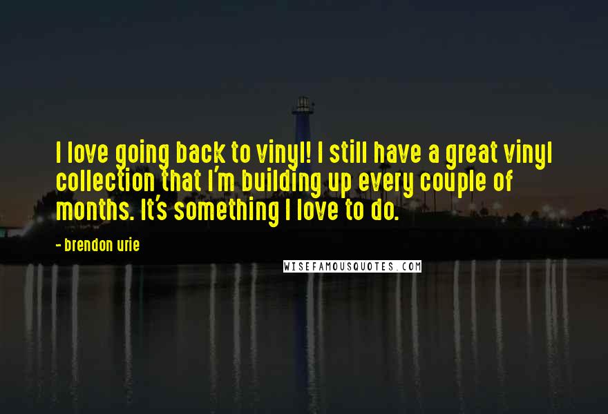 Brendon Urie Quotes: I love going back to vinyl! I still have a great vinyl collection that I'm building up every couple of months. It's something I love to do.