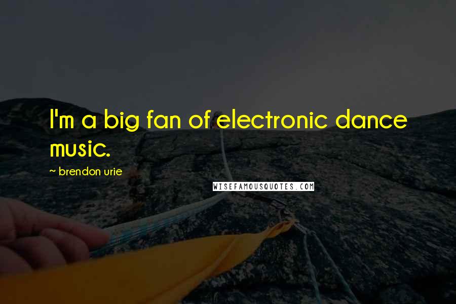 Brendon Urie Quotes: I'm a big fan of electronic dance music.