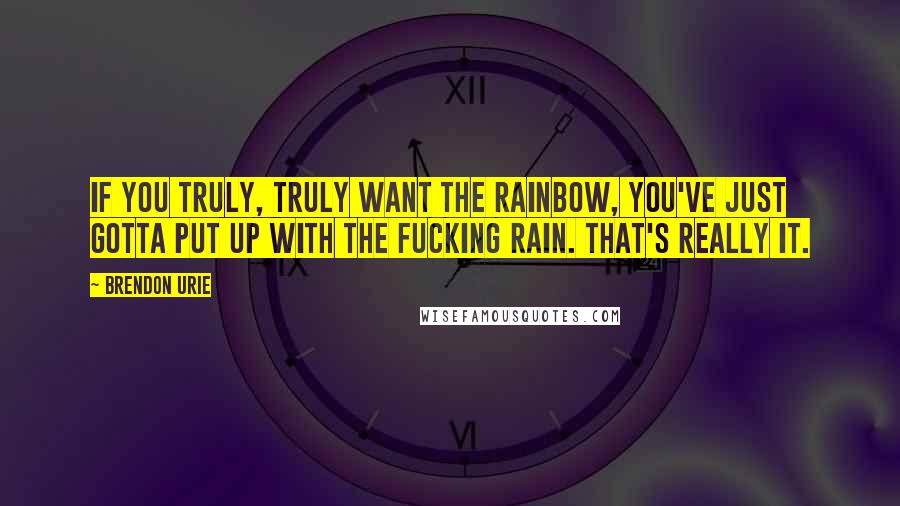 Brendon Urie Quotes: If you truly, truly want the rainbow, you've just gotta put up with the fucking rain. That's really it.