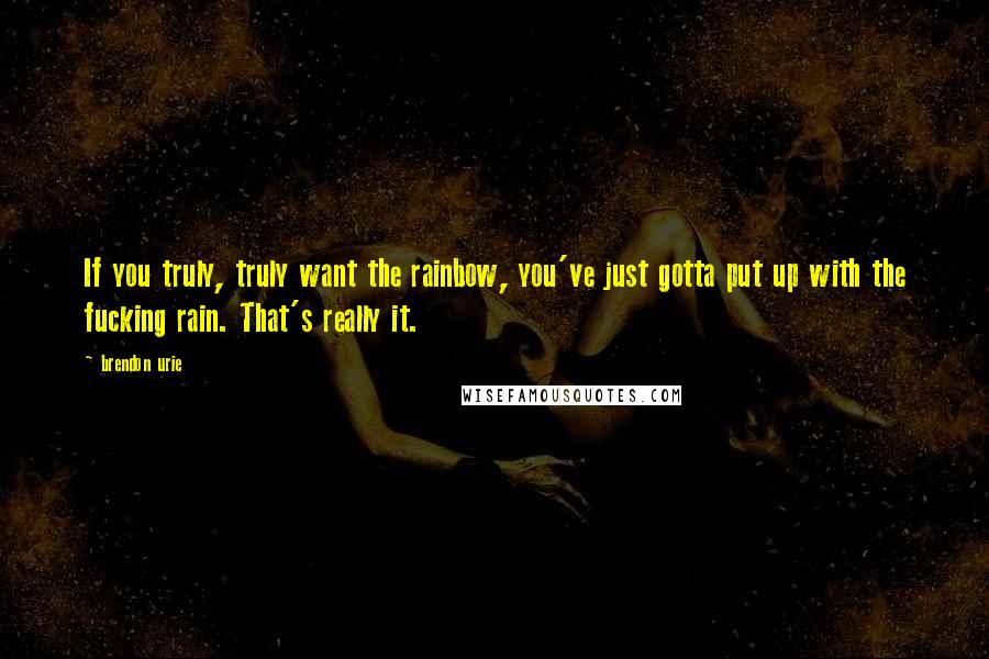 Brendon Urie Quotes: If you truly, truly want the rainbow, you've just gotta put up with the fucking rain. That's really it.