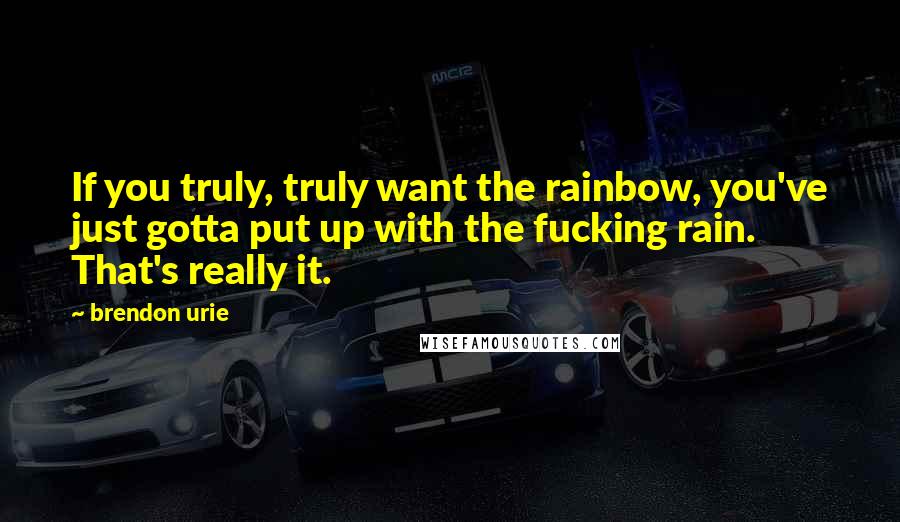 Brendon Urie Quotes: If you truly, truly want the rainbow, you've just gotta put up with the fucking rain. That's really it.