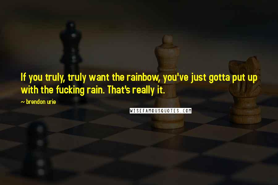 Brendon Urie Quotes: If you truly, truly want the rainbow, you've just gotta put up with the fucking rain. That's really it.