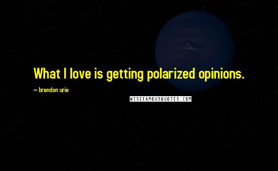 Brendon Urie Quotes: What I love is getting polarized opinions.