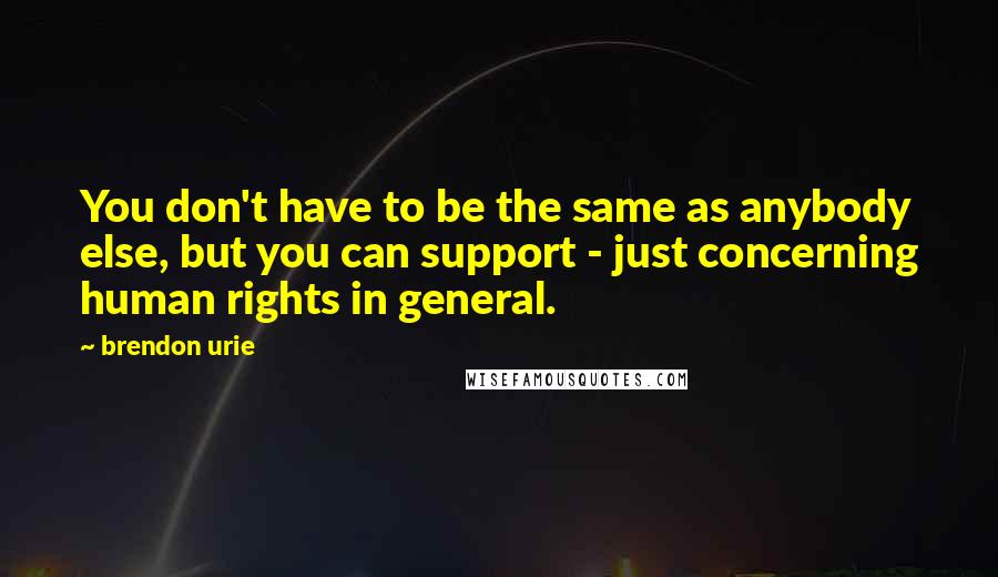 Brendon Urie Quotes: You don't have to be the same as anybody else, but you can support - just concerning human rights in general.