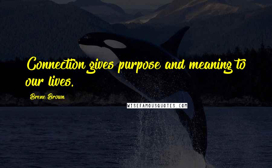Brene Brown Quotes: Connection gives purpose and meaning to our lives.