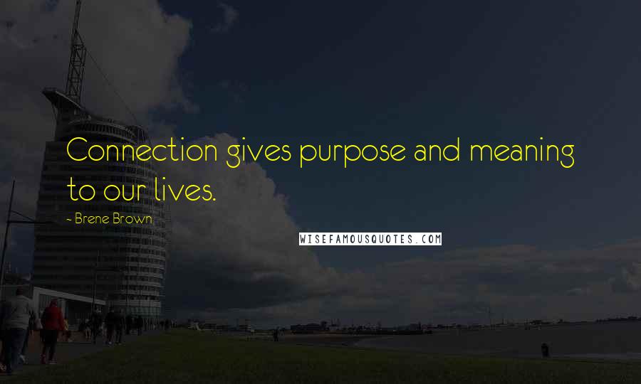Brene Brown Quotes: Connection gives purpose and meaning to our lives.