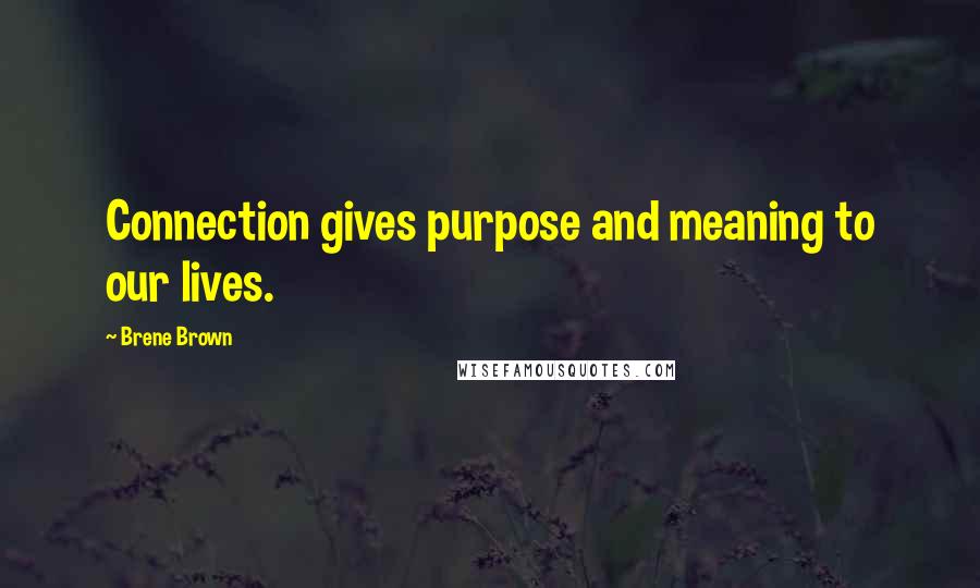 Brene Brown Quotes: Connection gives purpose and meaning to our lives.