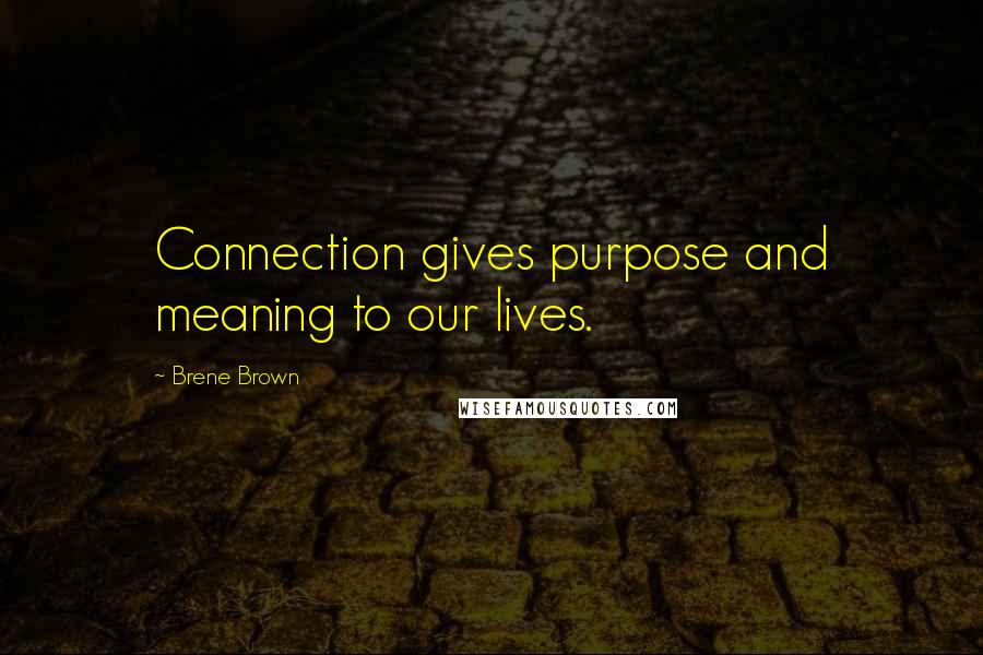 Brene Brown Quotes: Connection gives purpose and meaning to our lives.