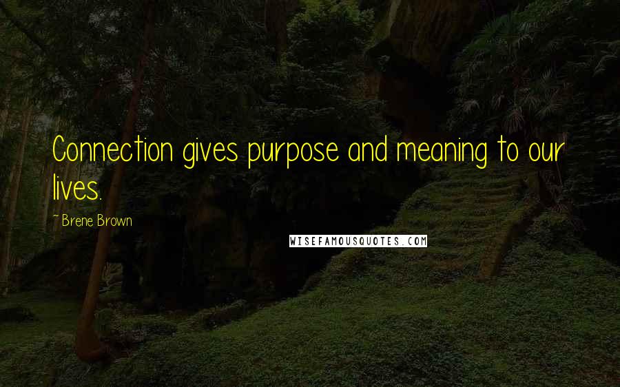 Brene Brown Quotes: Connection gives purpose and meaning to our lives.