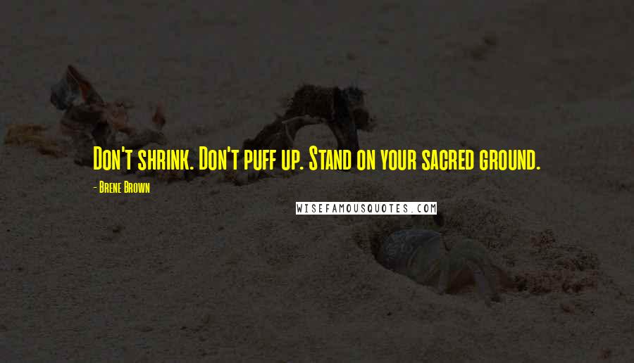 Brene Brown Quotes: Don't shrink. Don't puff up. Stand on your sacred ground.