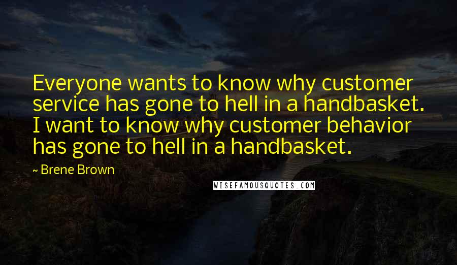 Brene Brown Quotes: Everyone wants to know why customer service has gone to hell in a handbasket. I want to know why customer behavior has gone to hell in a handbasket.
