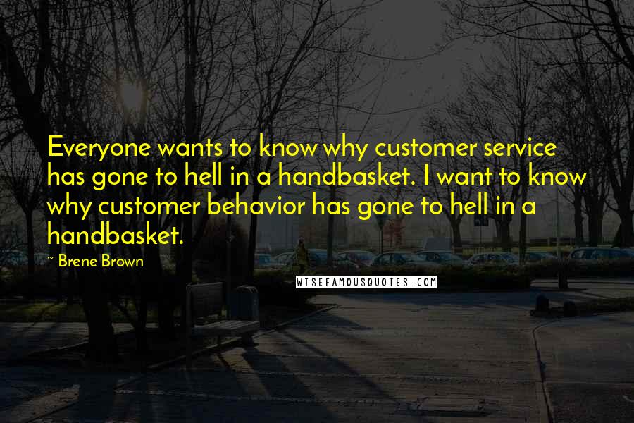 Brene Brown Quotes: Everyone wants to know why customer service has gone to hell in a handbasket. I want to know why customer behavior has gone to hell in a handbasket.