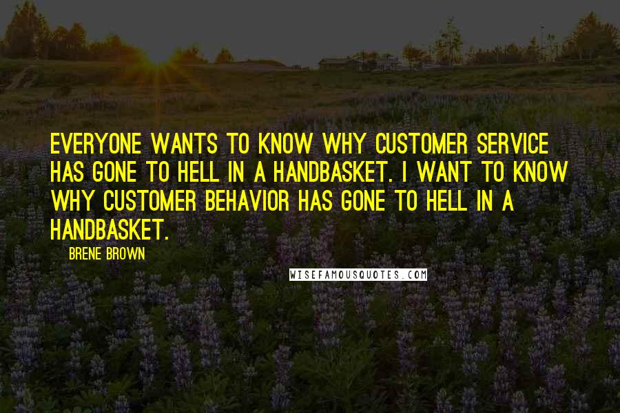 Brene Brown Quotes: Everyone wants to know why customer service has gone to hell in a handbasket. I want to know why customer behavior has gone to hell in a handbasket.