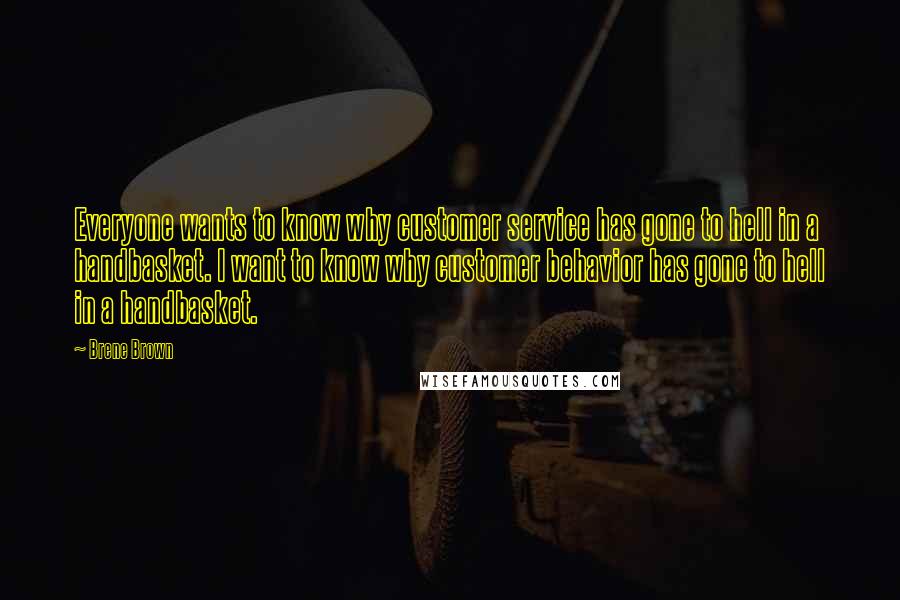 Brene Brown Quotes: Everyone wants to know why customer service has gone to hell in a handbasket. I want to know why customer behavior has gone to hell in a handbasket.