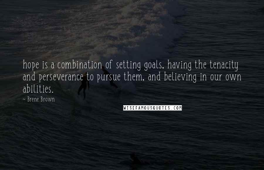 Brene Brown Quotes: hope is a combination of setting goals, having the tenacity and perseverance to pursue them, and believing in our own abilities.