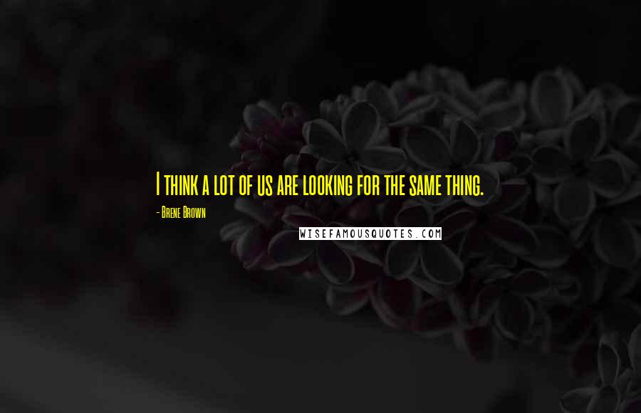 Brene Brown Quotes: I think a lot of us are looking for the same thing.