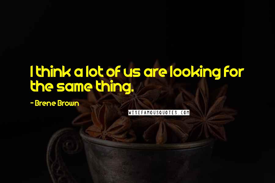 Brene Brown Quotes: I think a lot of us are looking for the same thing.