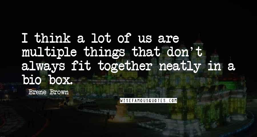 Brene Brown Quotes: I think a lot of us are multiple things that don't always fit together neatly in a bio box.