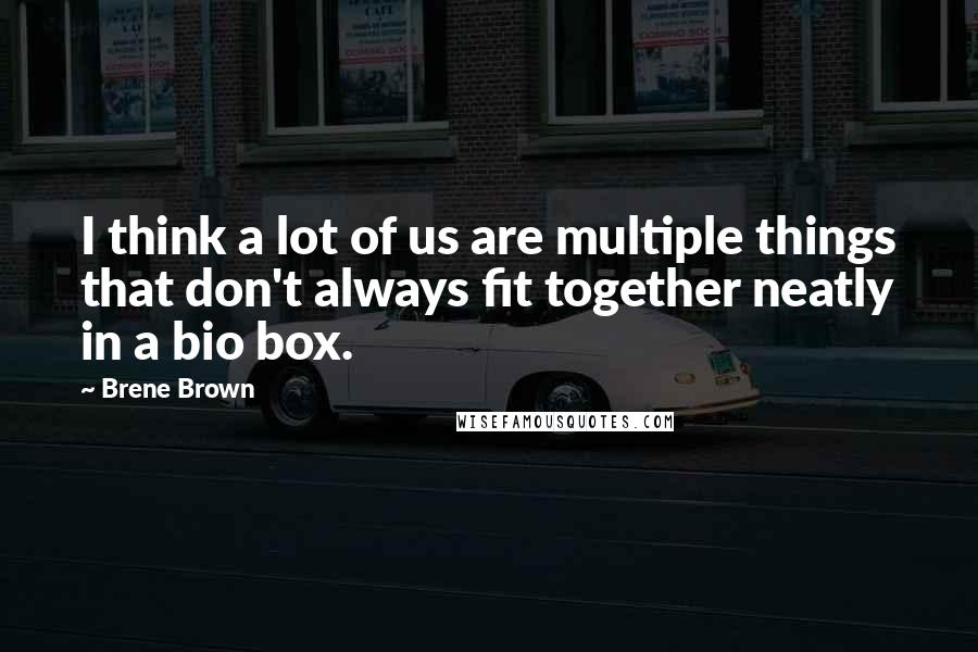 Brene Brown Quotes: I think a lot of us are multiple things that don't always fit together neatly in a bio box.