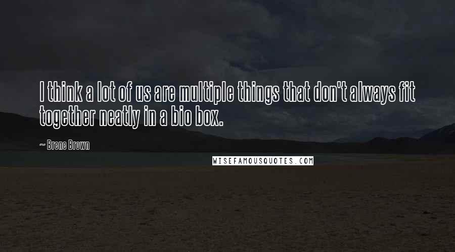 Brene Brown Quotes: I think a lot of us are multiple things that don't always fit together neatly in a bio box.