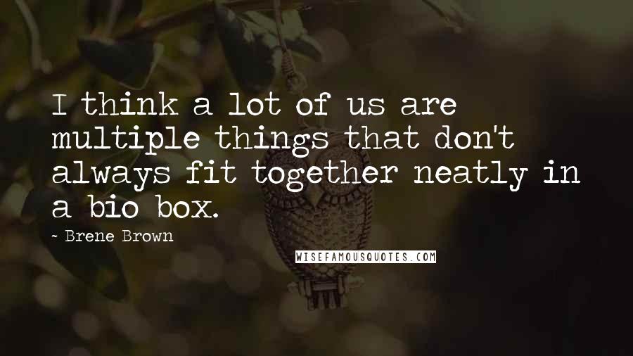 Brene Brown Quotes: I think a lot of us are multiple things that don't always fit together neatly in a bio box.