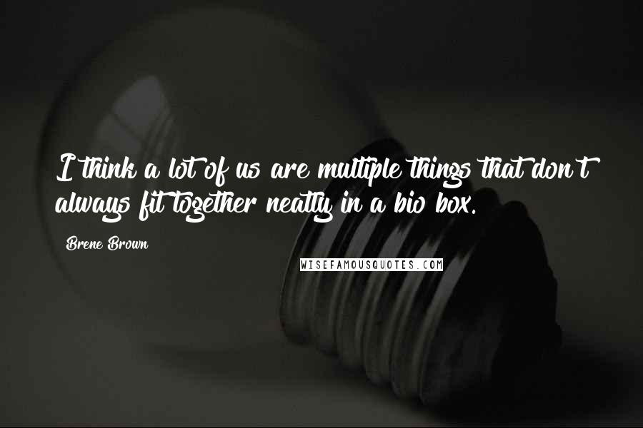 Brene Brown Quotes: I think a lot of us are multiple things that don't always fit together neatly in a bio box.