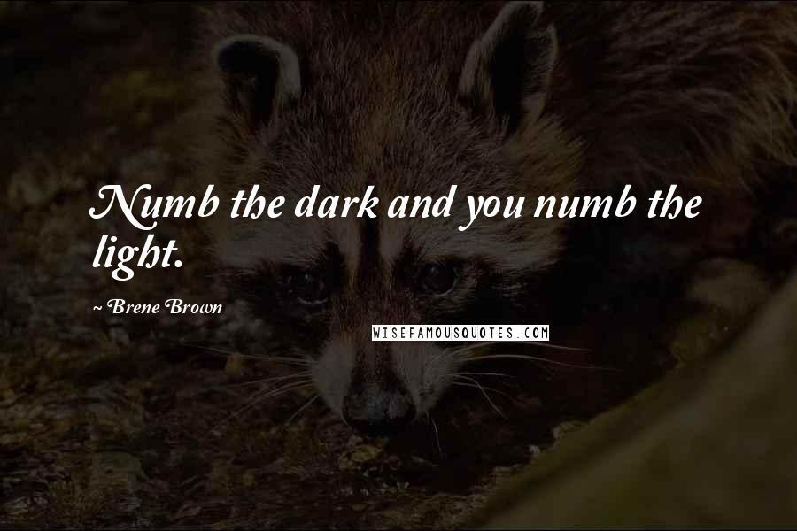 Brene Brown Quotes: Numb the dark and you numb the light.