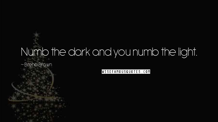 Brene Brown Quotes: Numb the dark and you numb the light.