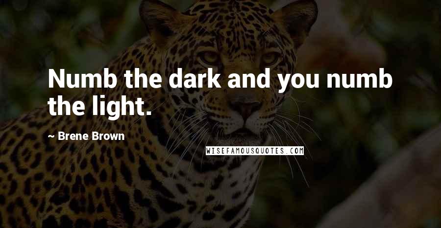 Brene Brown Quotes: Numb the dark and you numb the light.