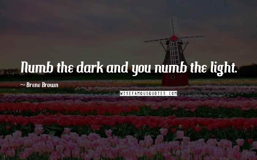 Brene Brown Quotes: Numb the dark and you numb the light.