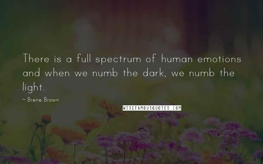 Brene Brown Quotes: There is a full spectrum of human emotions and when we numb the dark, we numb the light.