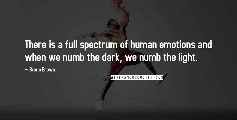 Brene Brown Quotes: There is a full spectrum of human emotions and when we numb the dark, we numb the light.