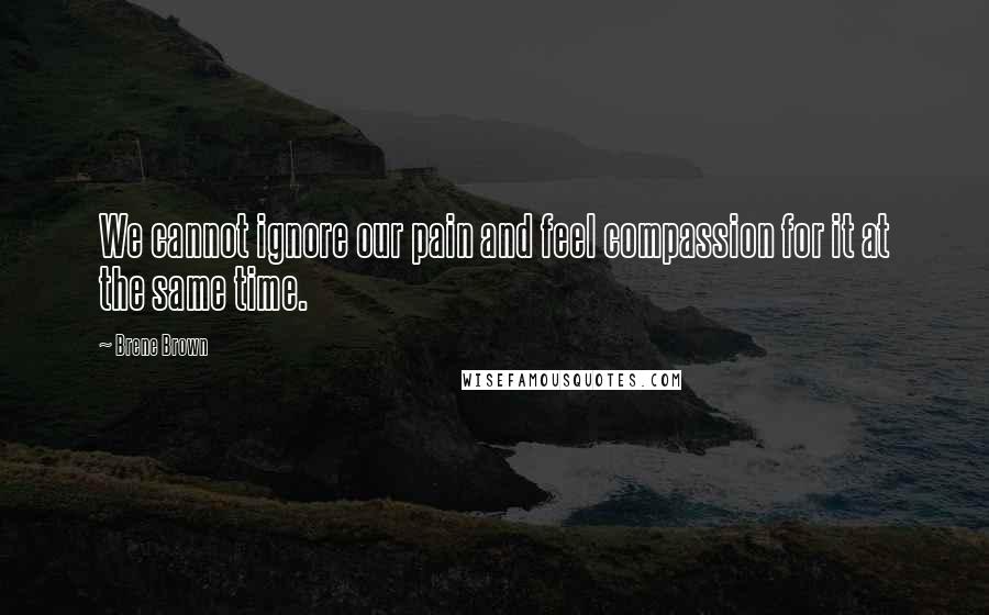 Brene Brown Quotes: We cannot ignore our pain and feel compassion for it at the same time.