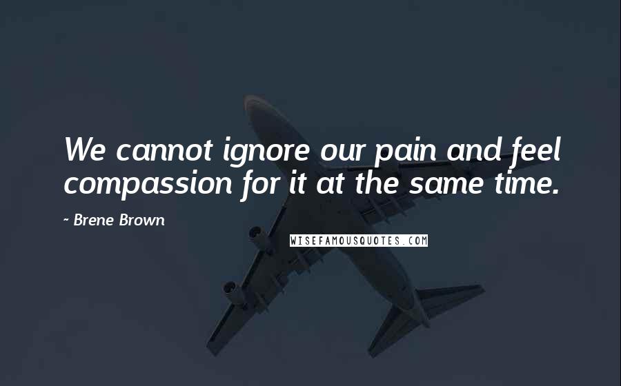 Brene Brown Quotes: We cannot ignore our pain and feel compassion for it at the same time.