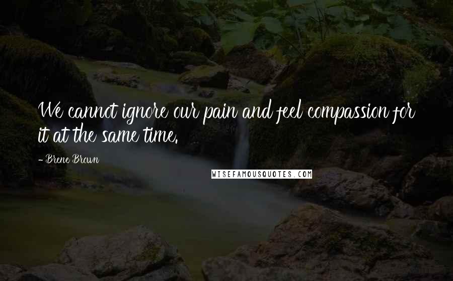 Brene Brown Quotes: We cannot ignore our pain and feel compassion for it at the same time.