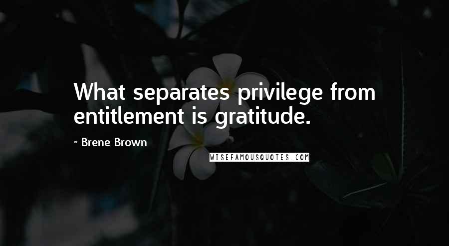 Brene Brown Quotes: What separates privilege from entitlement is gratitude.