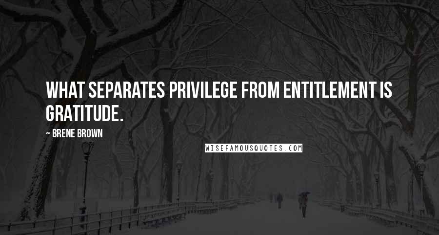 Brene Brown Quotes: What separates privilege from entitlement is gratitude.