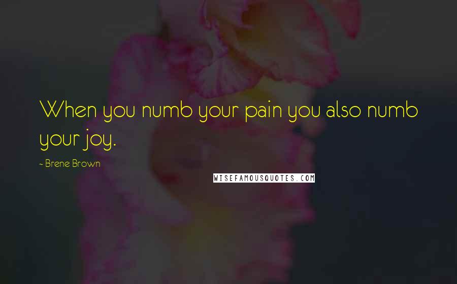 Brene Brown Quotes: When you numb your pain you also numb your joy.