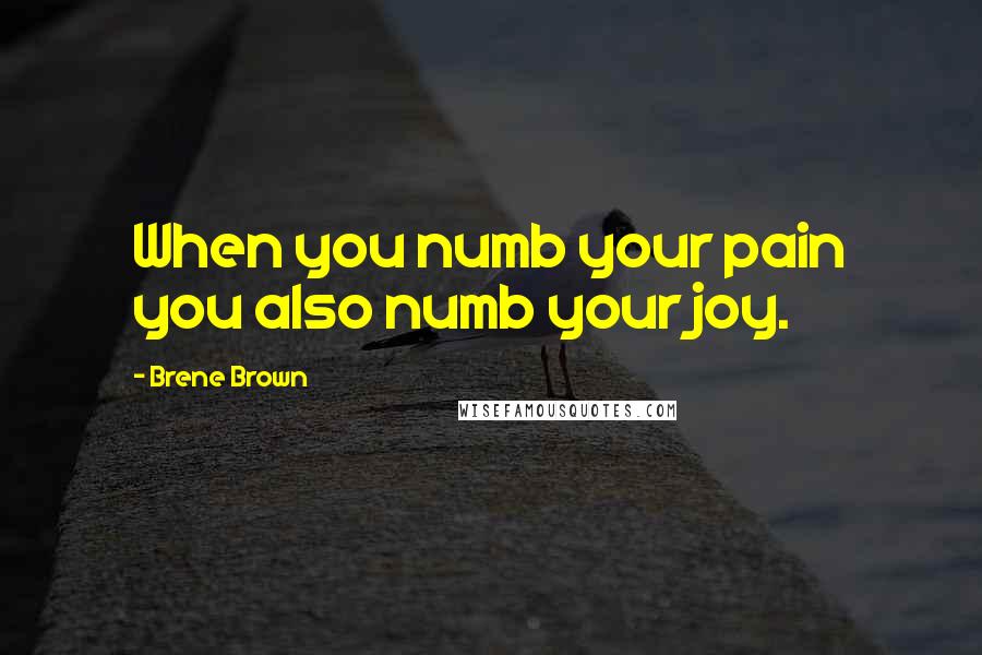 Brene Brown Quotes: When you numb your pain you also numb your joy.