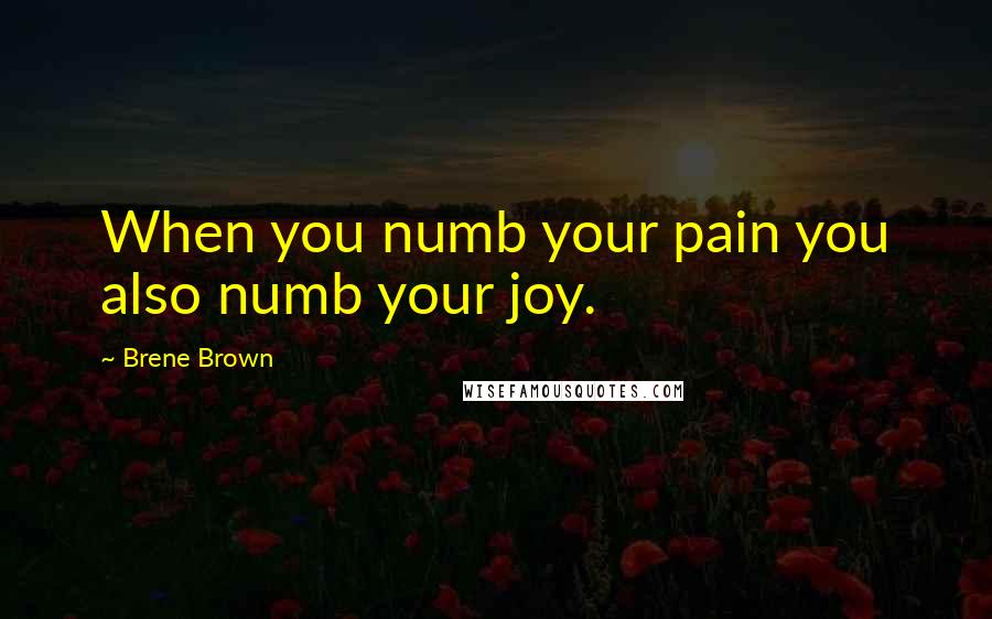 Brene Brown Quotes: When you numb your pain you also numb your joy.