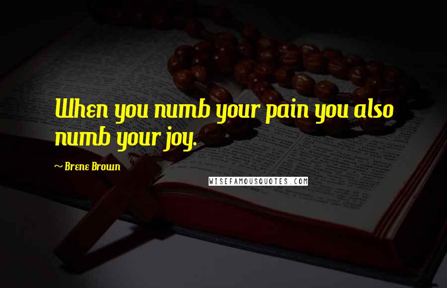 Brene Brown Quotes: When you numb your pain you also numb your joy.