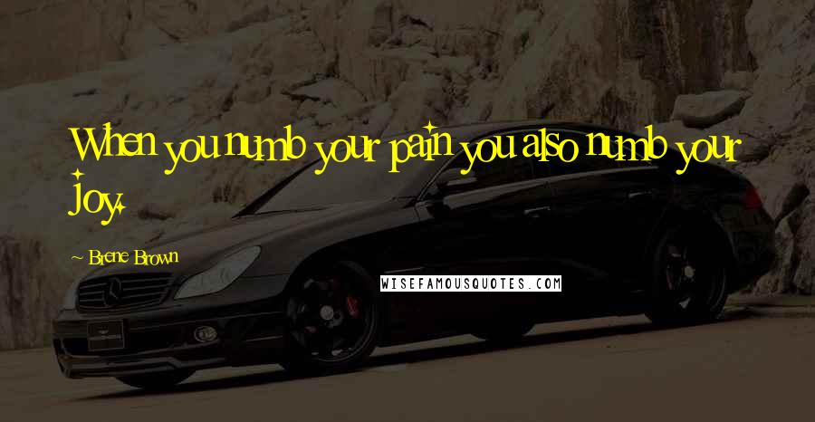 Brene Brown Quotes: When you numb your pain you also numb your joy.
