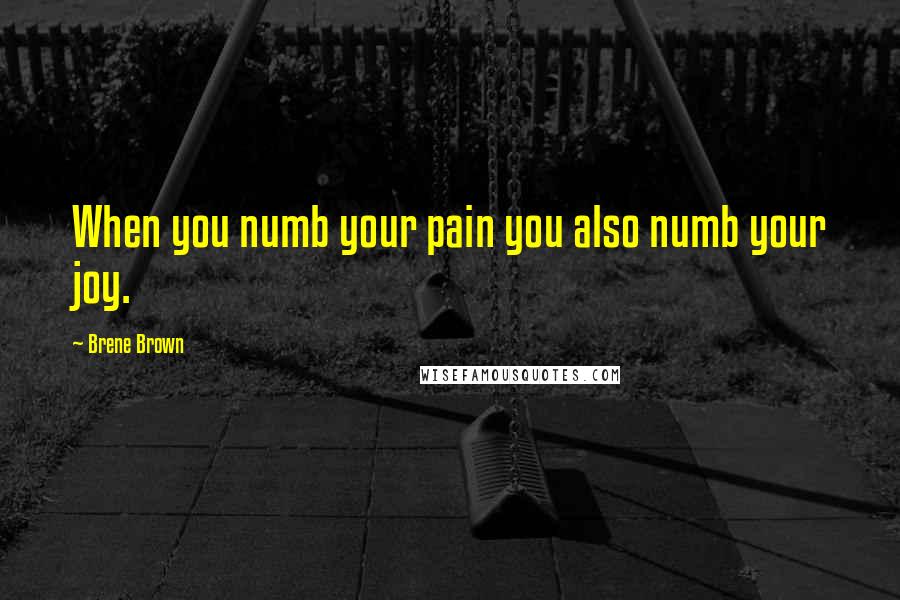 Brene Brown Quotes: When you numb your pain you also numb your joy.
