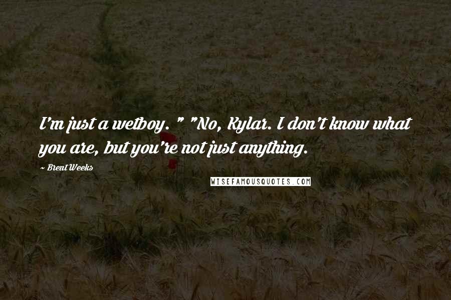 Brent Weeks Quotes: I'm just a wetboy. " "No, Kylar. I don't know what you are, but you're not just anything.