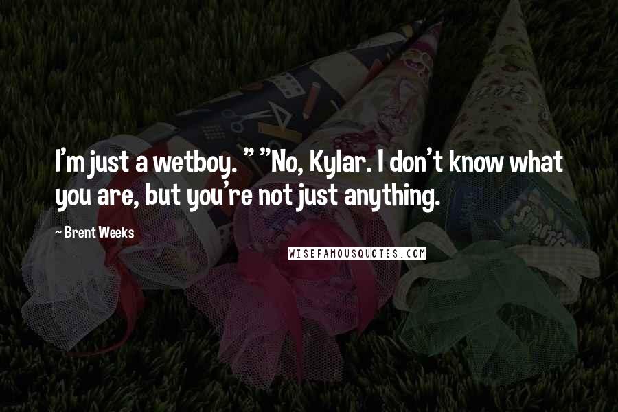 Brent Weeks Quotes: I'm just a wetboy. " "No, Kylar. I don't know what you are, but you're not just anything.