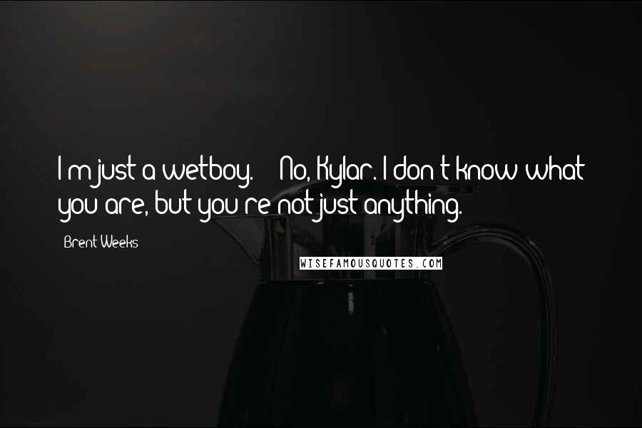 Brent Weeks Quotes: I'm just a wetboy. " "No, Kylar. I don't know what you are, but you're not just anything.