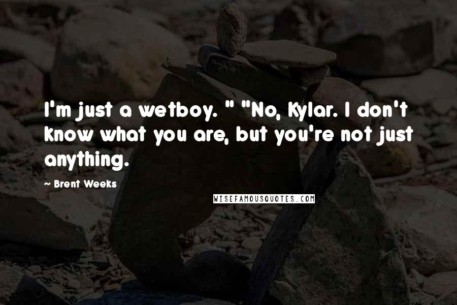 Brent Weeks Quotes: I'm just a wetboy. " "No, Kylar. I don't know what you are, but you're not just anything.