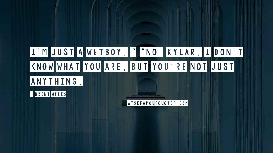 Brent Weeks Quotes: I'm just a wetboy. " "No, Kylar. I don't know what you are, but you're not just anything.