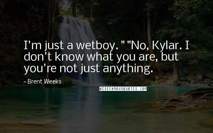 Brent Weeks Quotes: I'm just a wetboy. " "No, Kylar. I don't know what you are, but you're not just anything.